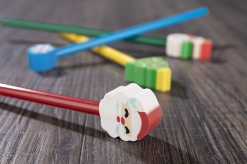 OŁÓWEK z gumką CHRISTMAS - Mikołaj